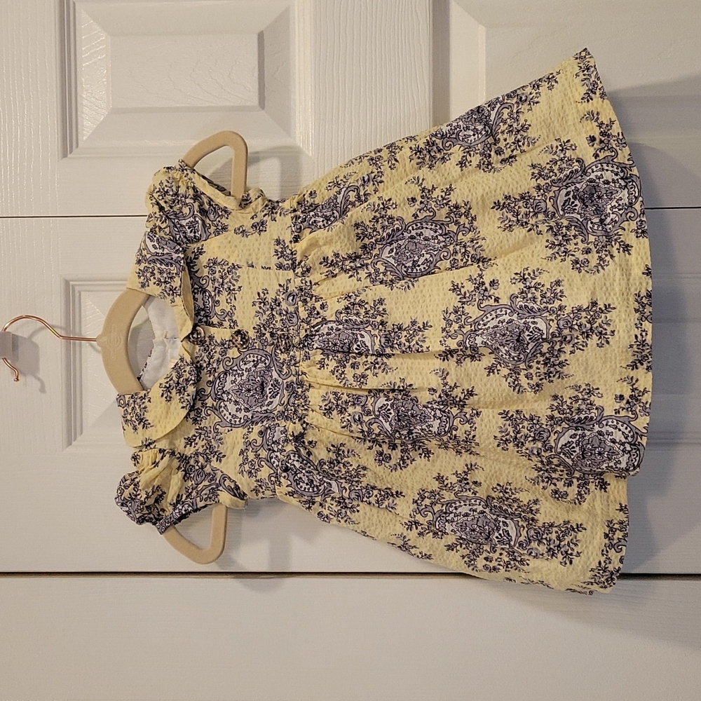 Laura Ashley Baby Girls Yellow Floral Print Dress Sz 12mos